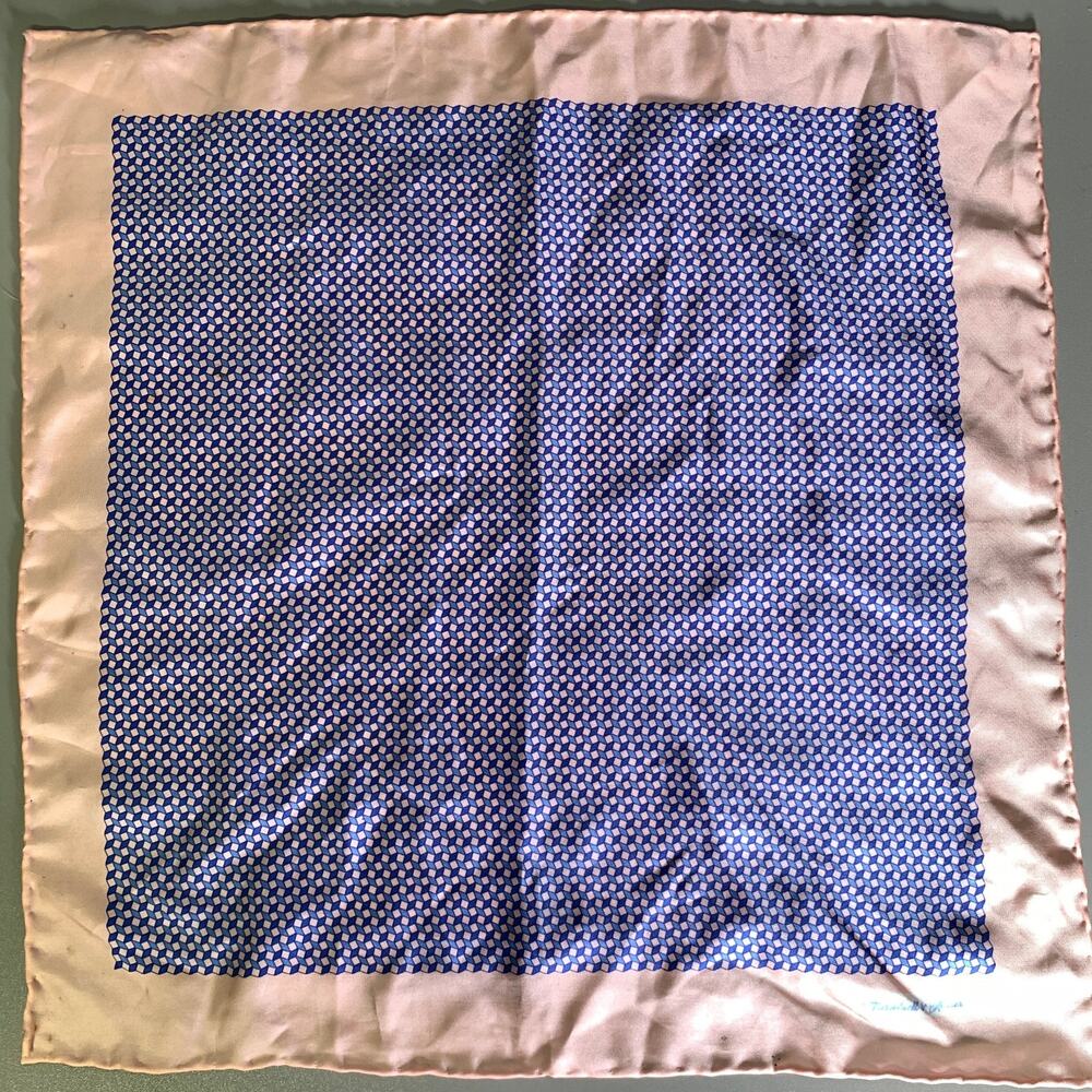 HERMES Yellow Blue Diamond Silk Pocket Square